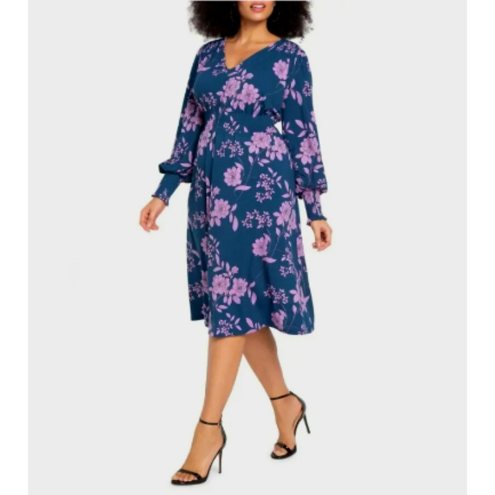 Eloquii Smocked Waist Midi Dress  | Size 18